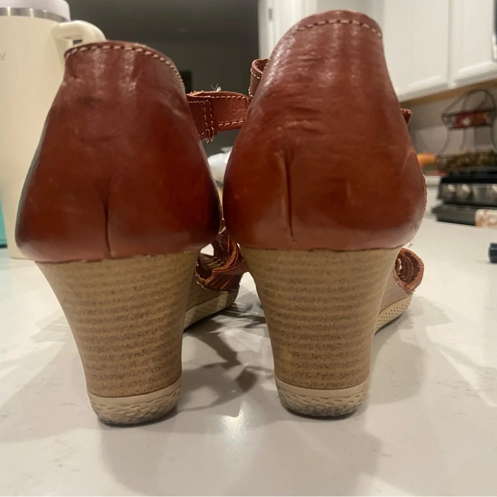 Maya Tan Woven Leather Wedges - Picture 6 of 10